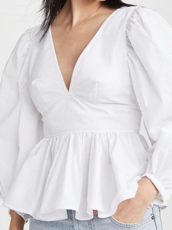 STAUD Tops - STAUD Luna Blouson-Sleeve Top
